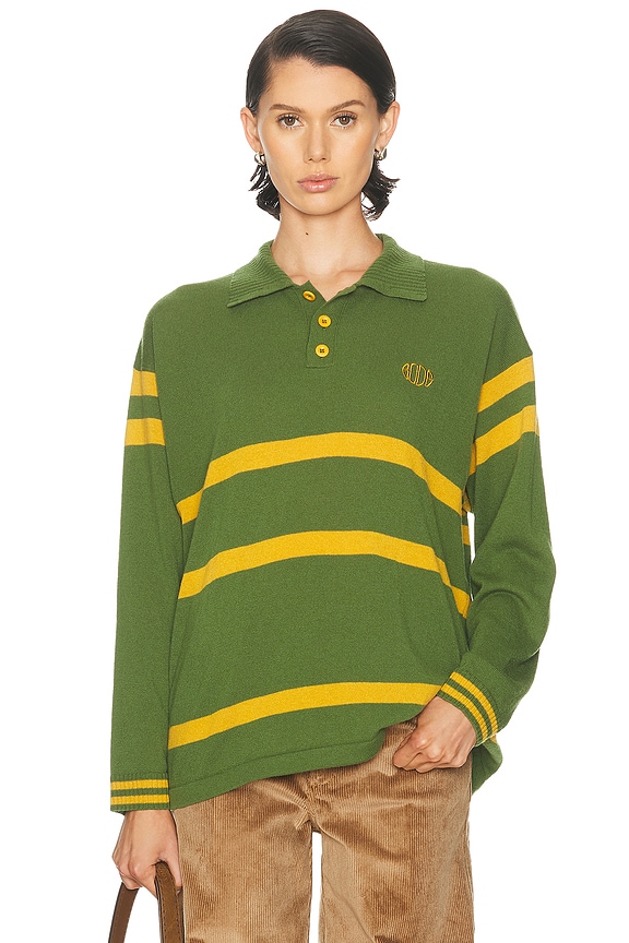 Cashmere Striped Polo Top