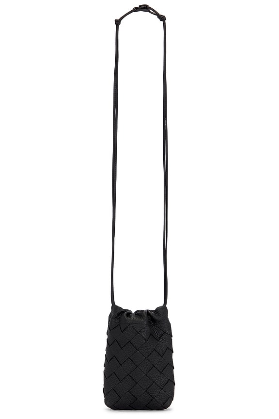 24AW new/BOTTEGA VENETA Diago縦型レザー携帯ポーチ Bag Black Bottega Veneta DIAGO スマートフォンポーチ - Black & Pinec Si