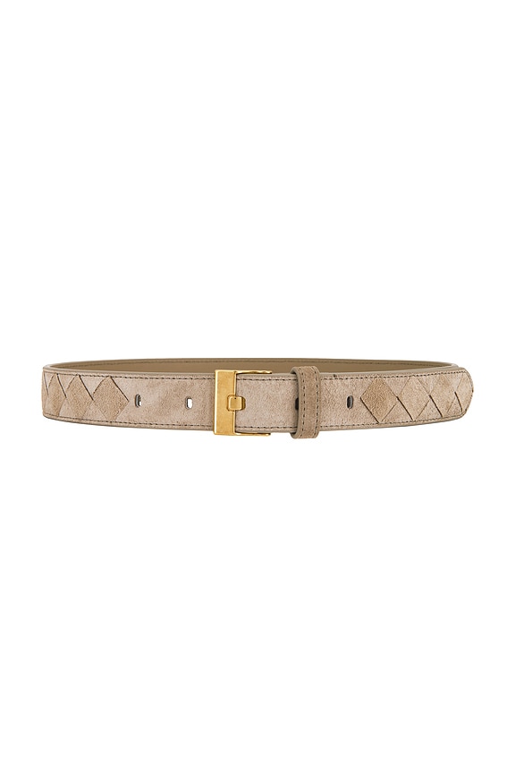 Bottega Veneta Intrecciato Belt in Fondant & Muse Brass | FWRD