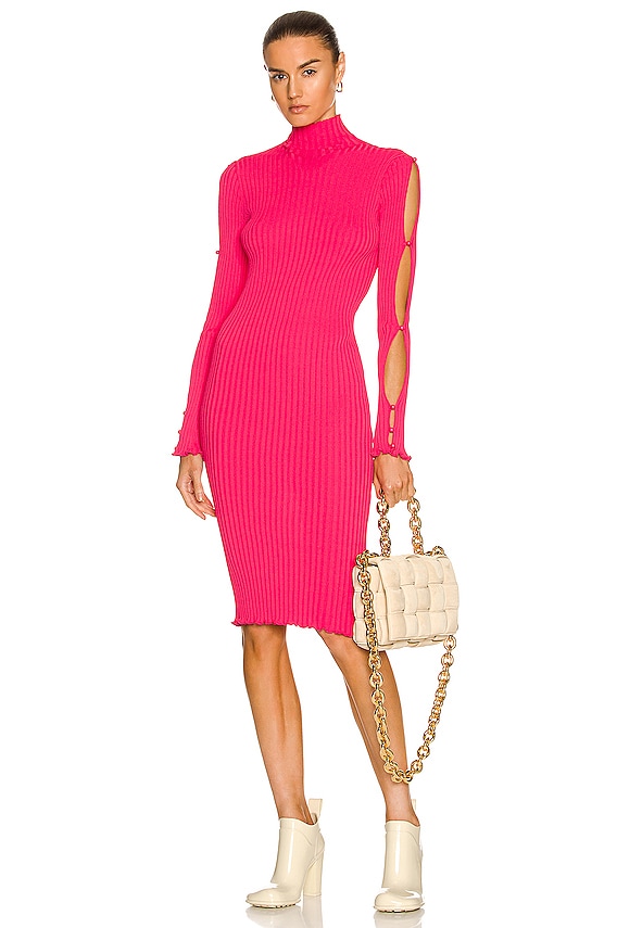 David Koma Side Cutout Knit Mini Dress in Beige | FWRD