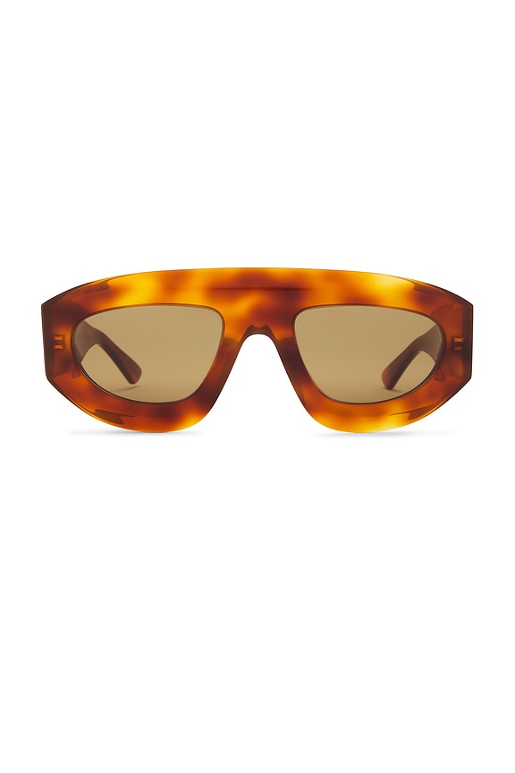 Magda Butrym Cat Eye Sunglasses in Brown, Silver, & Brown | FWRD