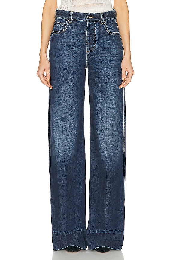 Stella McCartney Chain Fringes Wide Leg in Dark Blue | FWRD
