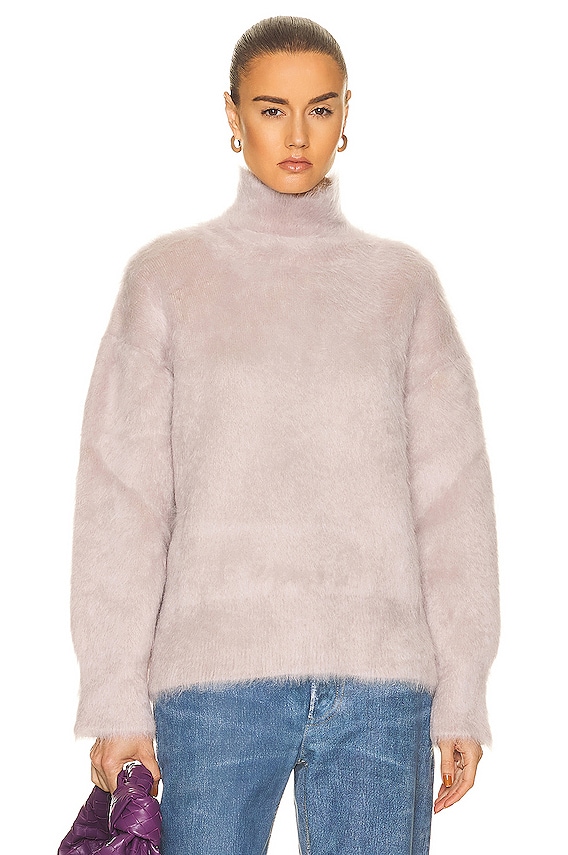 OFF-WHITE Helvetica Logo Turtleneck Sweater in Military OFF-WHITE Helvetica Logo Turtleneck Sweater in Military