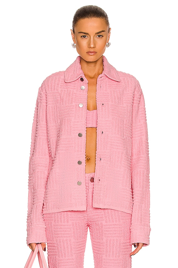 Acne studious 新品 pink denim jacket Acne Studios Beat Denim Jacket in Pink | FWRD