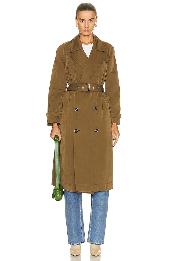 R13 Shredded Trench Coat in Overdyed Beige | FWRD