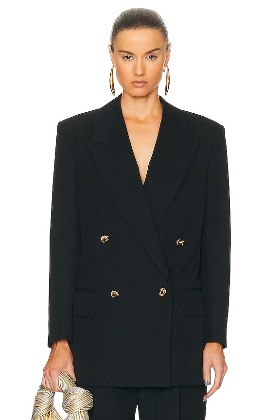 Saint Laurent Double Breast Blazer in Noir | FWRD