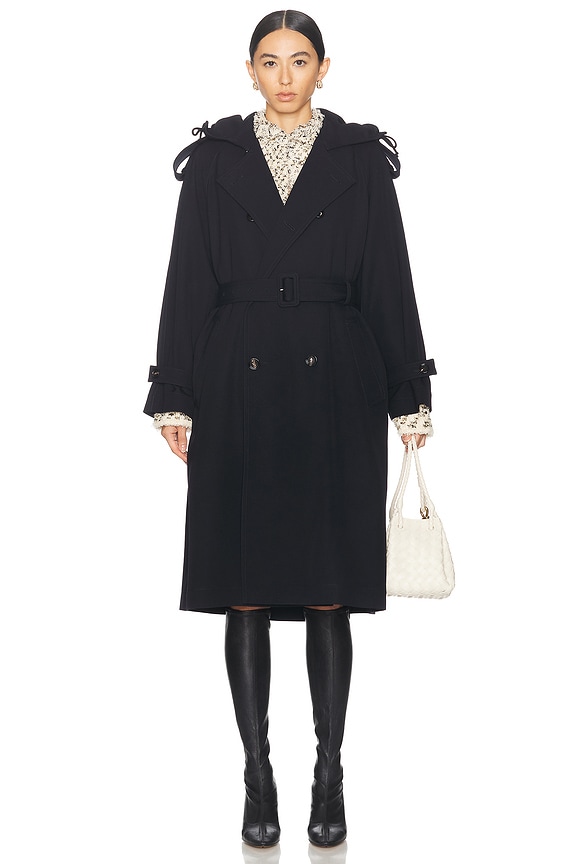 Balenciaga Hourglass DB Coat in Black | FWRD