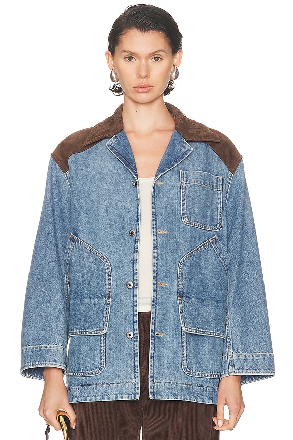 Bottega Veneta Padded Denim Jacket in Mid Blue | FWRD