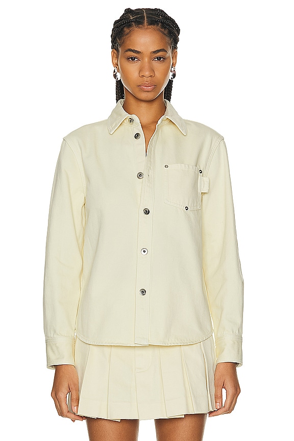 Bottega Veneta Silk Twill Long Sleeve Shirt in Camomile | FWRD