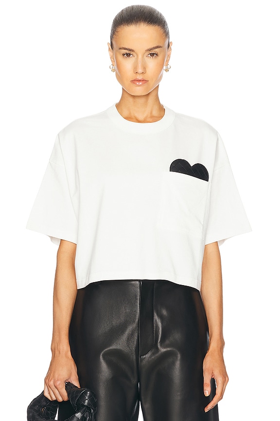 Saint Laurent Small Logo Tee in White | FWRD