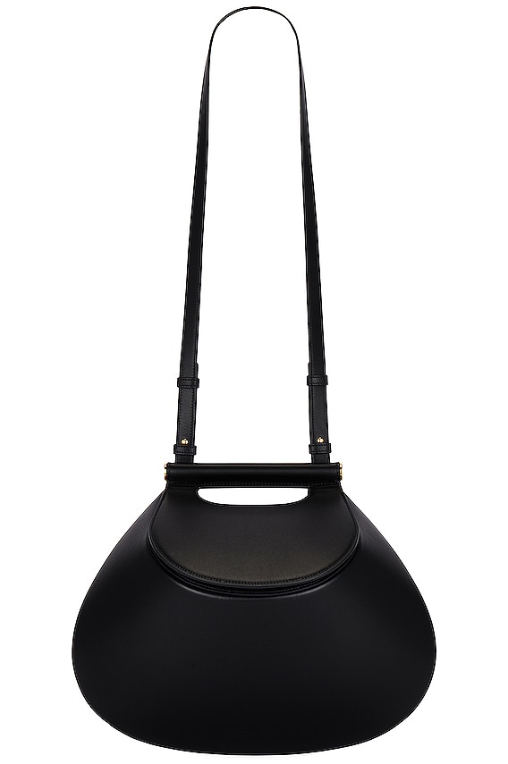 【関税&送料込】Burberry Black Leather Medium Swan Handbag Burberry Small Swan Bag in Black | FWRD