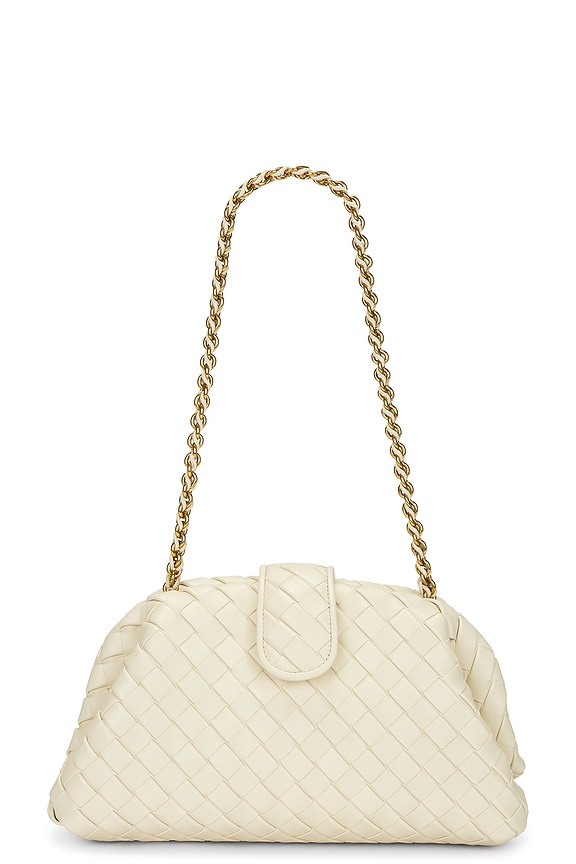 Bottega Veneta Lauren 1980 Teen Clutch in Kaki & Muse Brass
