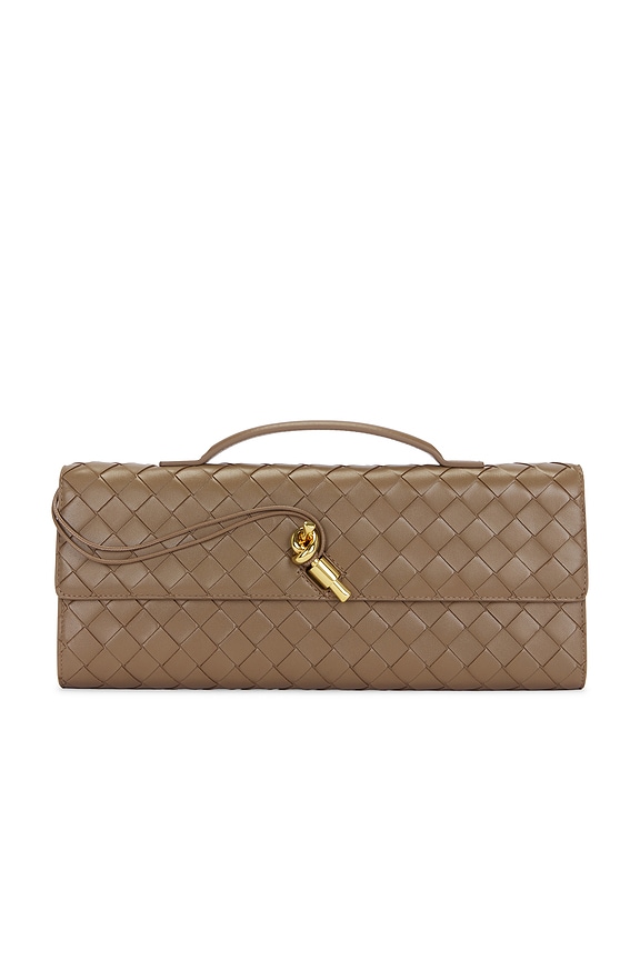 Bottega Veneta Teen Double Knot Shoulder Bag in Almond & Gold | FWRD