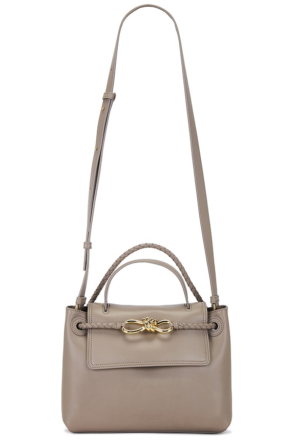 Bottega Veneta Mini Jodie Bag in Taupe Grey & Gold | FWRD