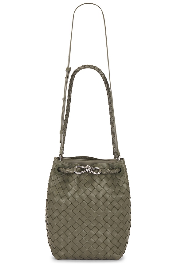 Bottega Veneta Small Andiamo Bucket Bag in Pinecone & Muse Brass