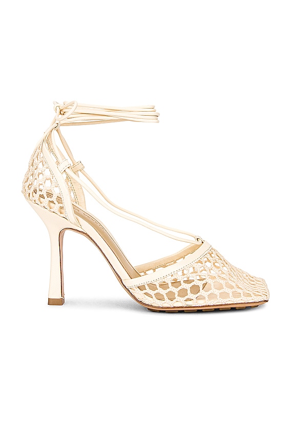 Bottega Veneta Sparkle Stretch Lace-Up Sandals in Cane Sugar