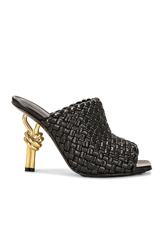 Bottega Veneta Knot Mule Sandal in Gold | FWRD