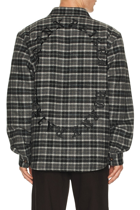 ジャケット・アウター Rick Owens OUTERSHIRT BLACK PLAID 48 Rick Owens Cotton Plaid Outershirt in Black & Milk | FWRD