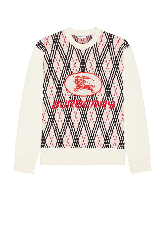 Raf Simons Cropped Oversized RS Sweater in Off White | FWRD