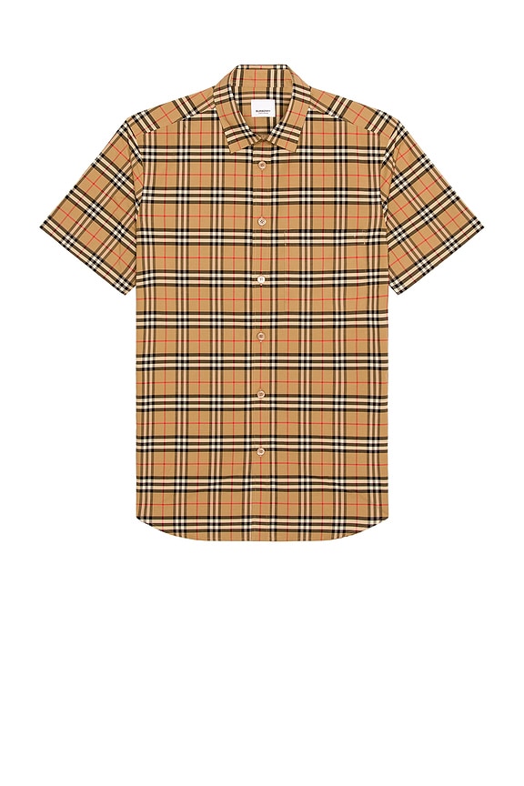 Burberry Caxton Short Sleeve Check Shirt in Archive Beige | FWRD