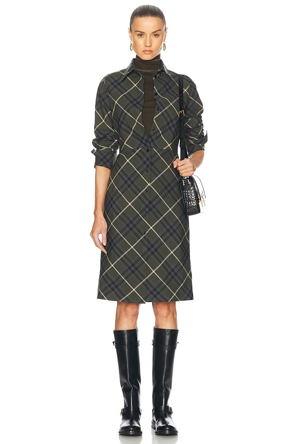 【関税＆送料込み】Ganni Dress Soft Chambray Blue Seersucker Check Mini Smock Dress | GANNI US