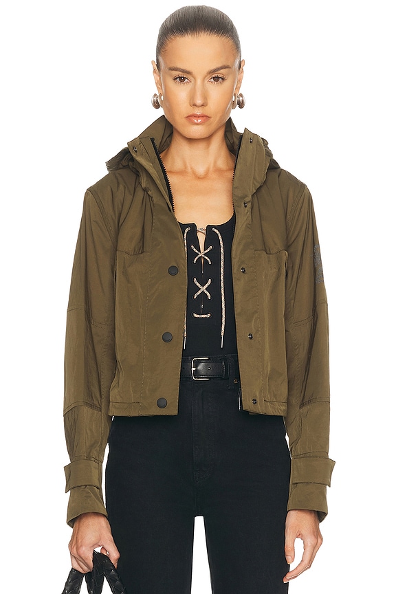 Moncler Grenoble Zip Up Cardigan in Olive Green | FWRD