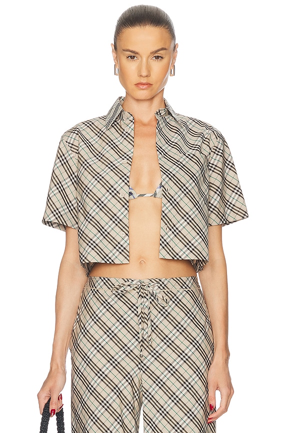 Bottega Veneta Short Sleeve Shirt in Fondant, Dove, & Mint
