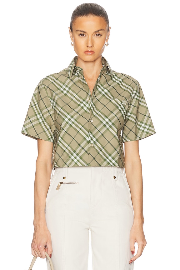 Burberry Polo Top in Daffodil Check | FWRD Burberry Polo Top in Daffodil Check | FWRD