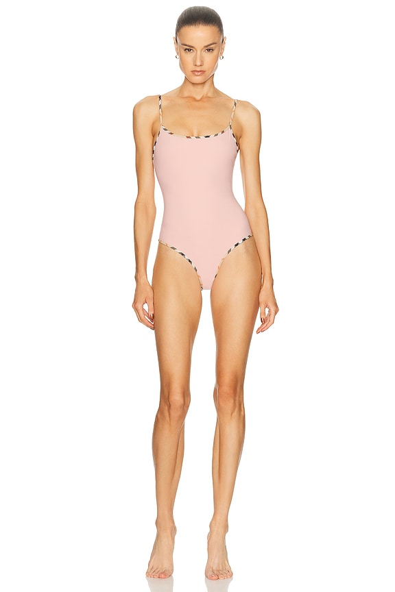 Emilio Pucci One Piece Swimsuit in Nero & Kaki | FWRD