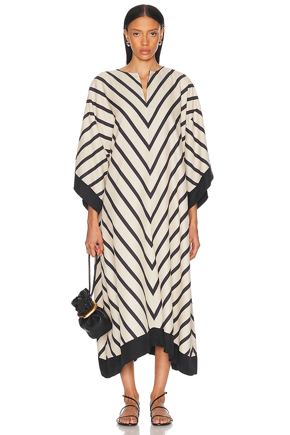 Toteme Monogram Wrap Dress in Ecru & Black | FWRD