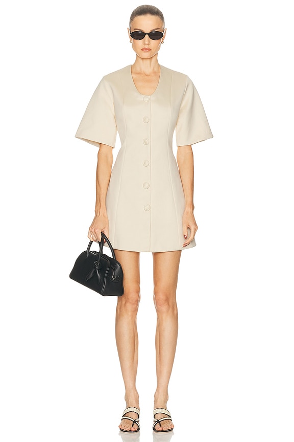 Isabel Marant Etoile Daryl Embroidered Noil Silk Dress in Ecru & Bleu | FWRD