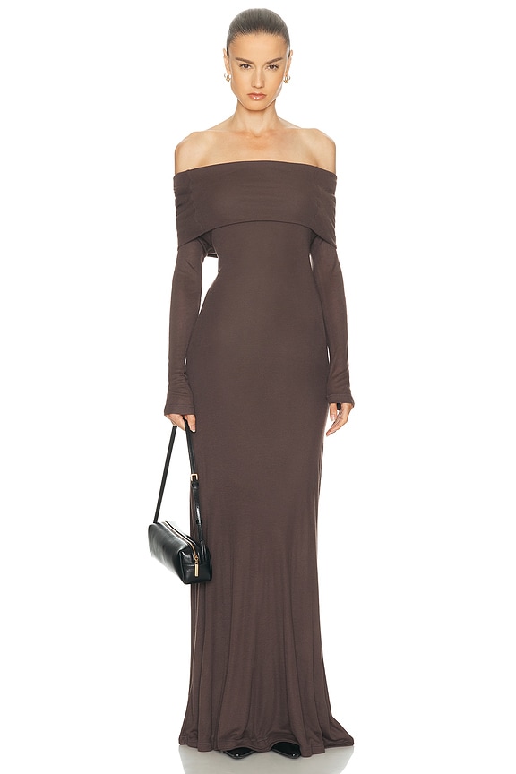 lpa brown dress Boxy Knit Dress Chestnut – Lightweight Dress with Breathable Fabric – Vela main image 1