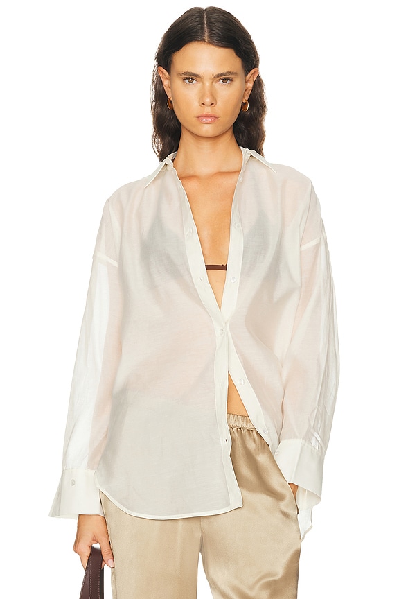KHAITE Garth Top in Crinkle Ivory | FWRD