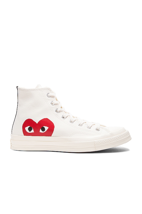 スニーカー PLAY COMME des GARCONS Ivory canvas sneakers (P1K123 WHITE) COMME des GARCONS PLAY Converse Large Emblem Low Top Canvas