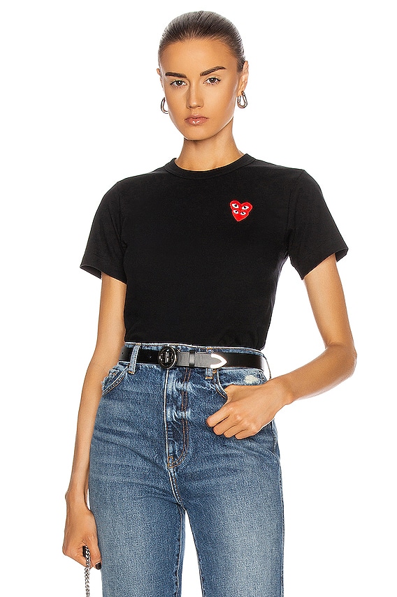 COMME des GARCONS PLAY Polo T-Shirt in Black | FWRD