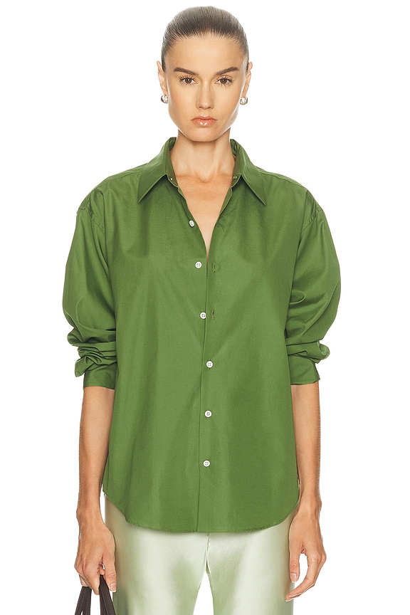Miu Miu Short Sleeve Crepe De Chine Top in Mela | FWRD