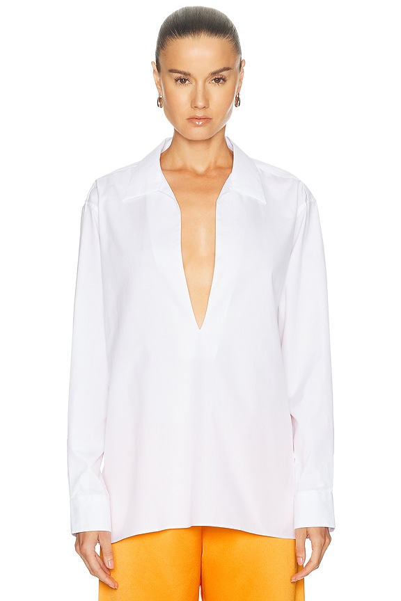 Rohe Hammered Silk Knotted Shirt in Off White | FWRD