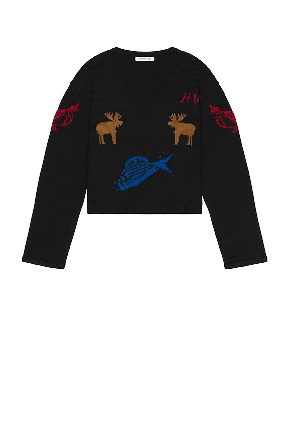 Raf Simons Cropped RS Sweater in Black | FWRD