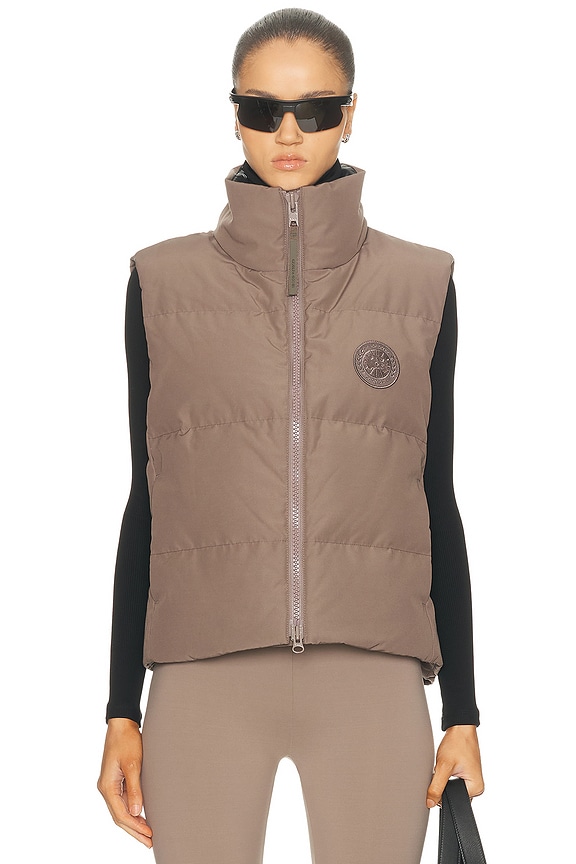 Varley Lanville Wrap Puffer Gilet Vest in Chestnut & Coffee Bean