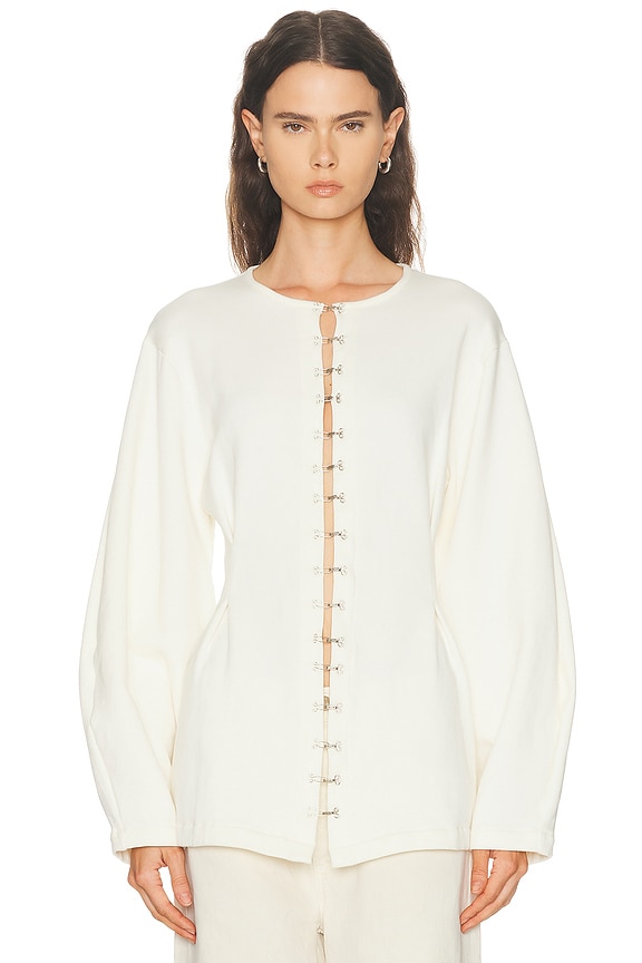 Helsa Devika Wool Cashmere Cardigan in Cream | FWRD