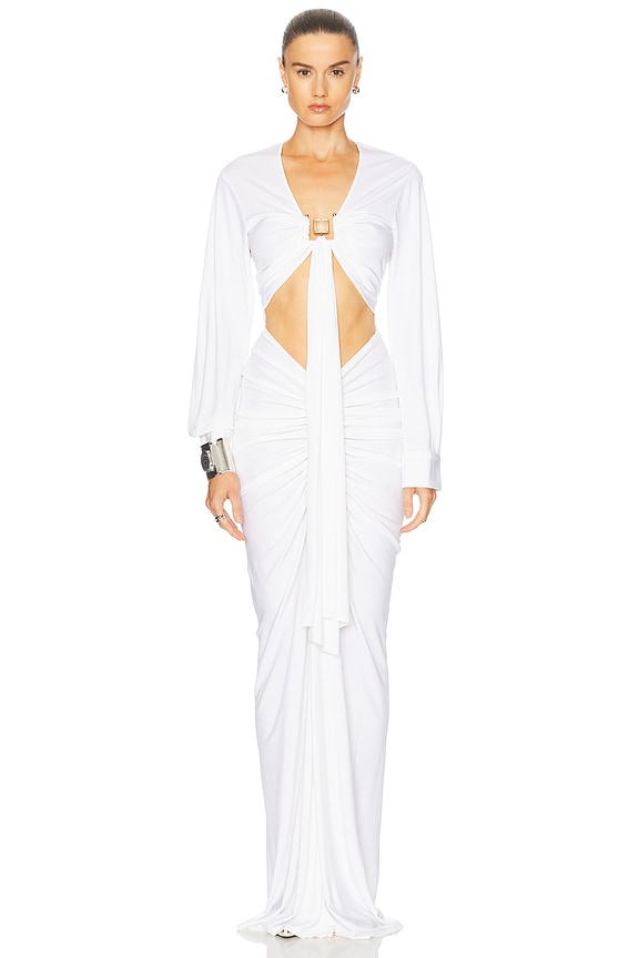Helsa Jersey Deep V Maxi Dress in Sunlight Yellow | FWRD