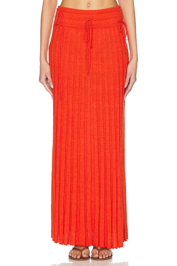 Lapointe Pleated Georgette Mermaid Skirt in Hot Coral