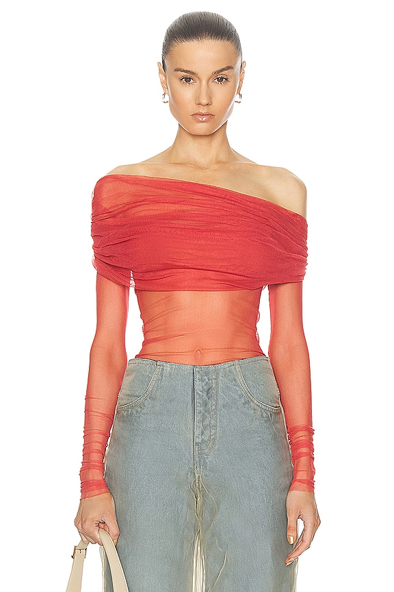JACQUEMUS Le Haut Drapeado Mc in Dark Red | FWRD