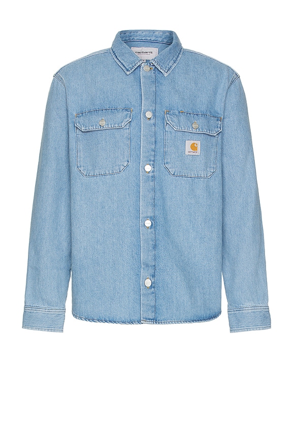Balenciaga Paris Flag Denim Jacket in Dirty Vintage Blue | FWRD