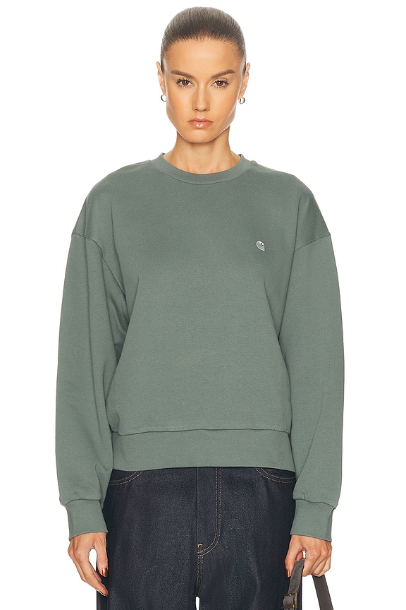 Acne Studios Nalon Face Sweater in Mint Green | FWRD
