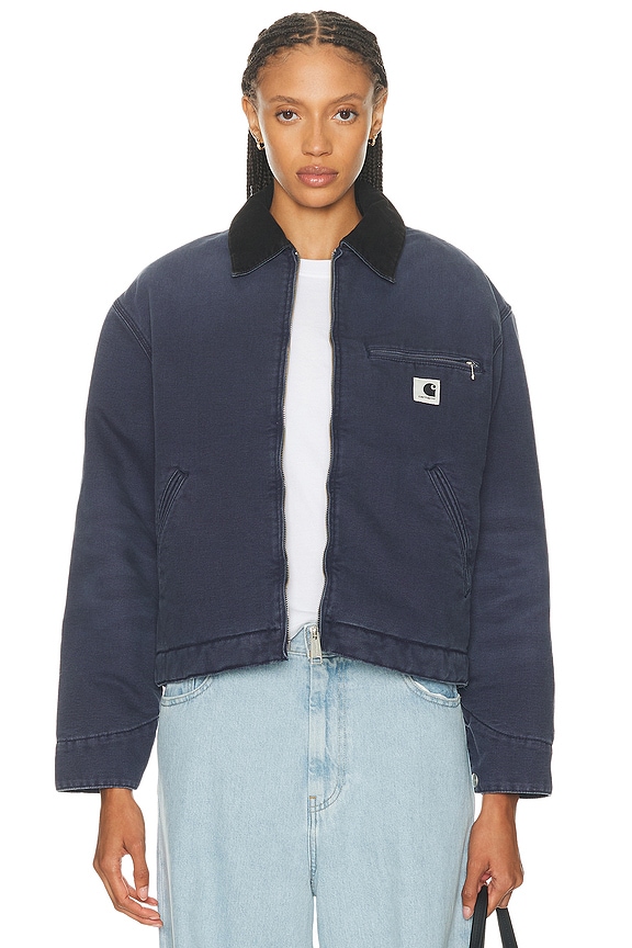 Miu Miu Drill Padded Jacket in Grigio | FWRD