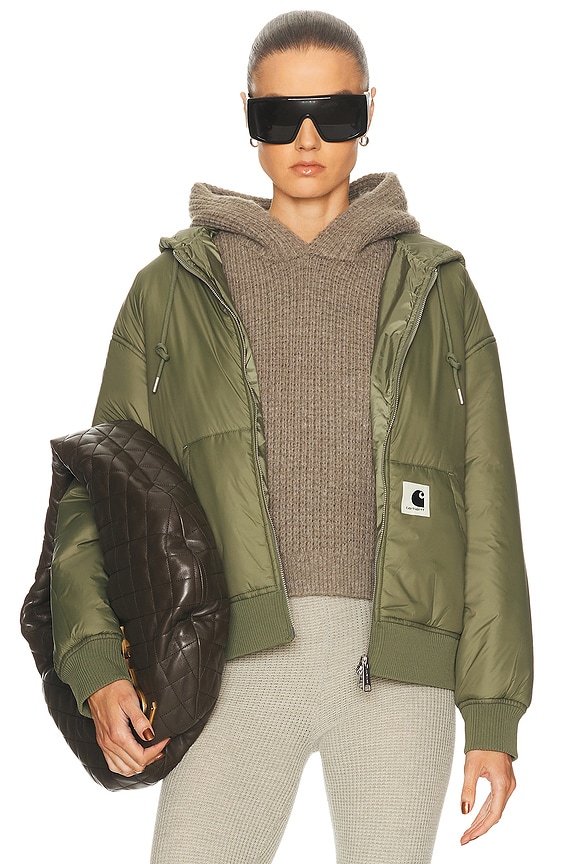 NILI LOTAN Helah Quilted Parka Jacket in Army Green | FWRD