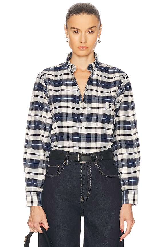 Isabel Marant Etoile Gaston Shirt in Ecru & Blue | FWRD