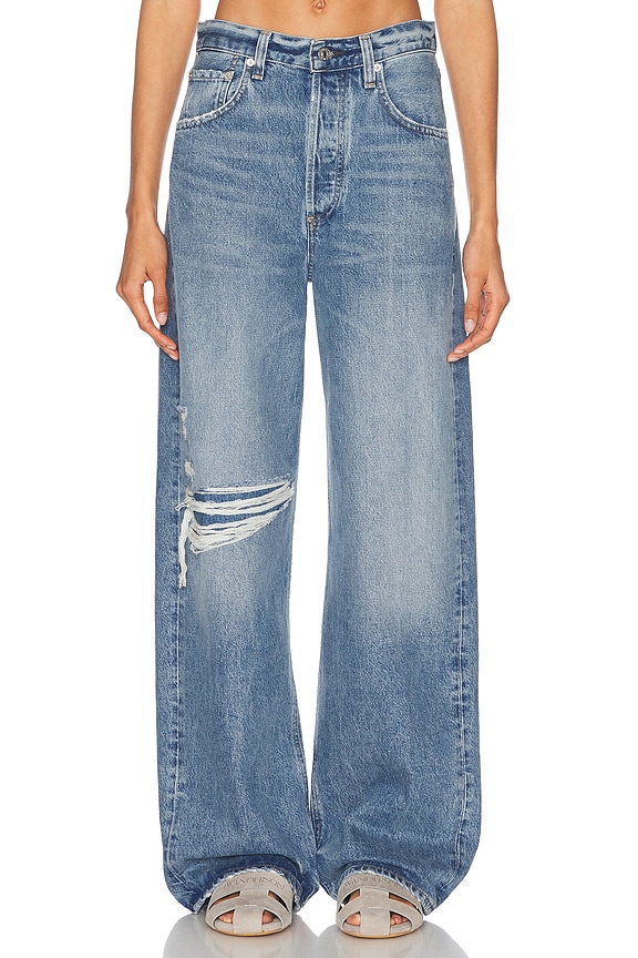 GRLFRND Mariah Wide Leg Racer Jean in Coast Highway | FWRD