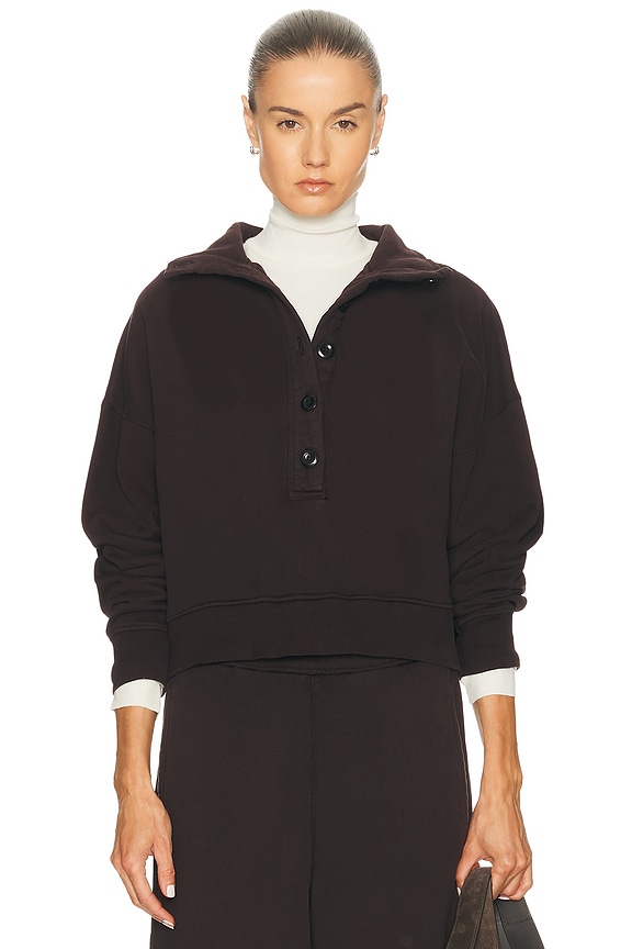 Toteme Merino Wool Zip Knit Sweater in Black | FWRD